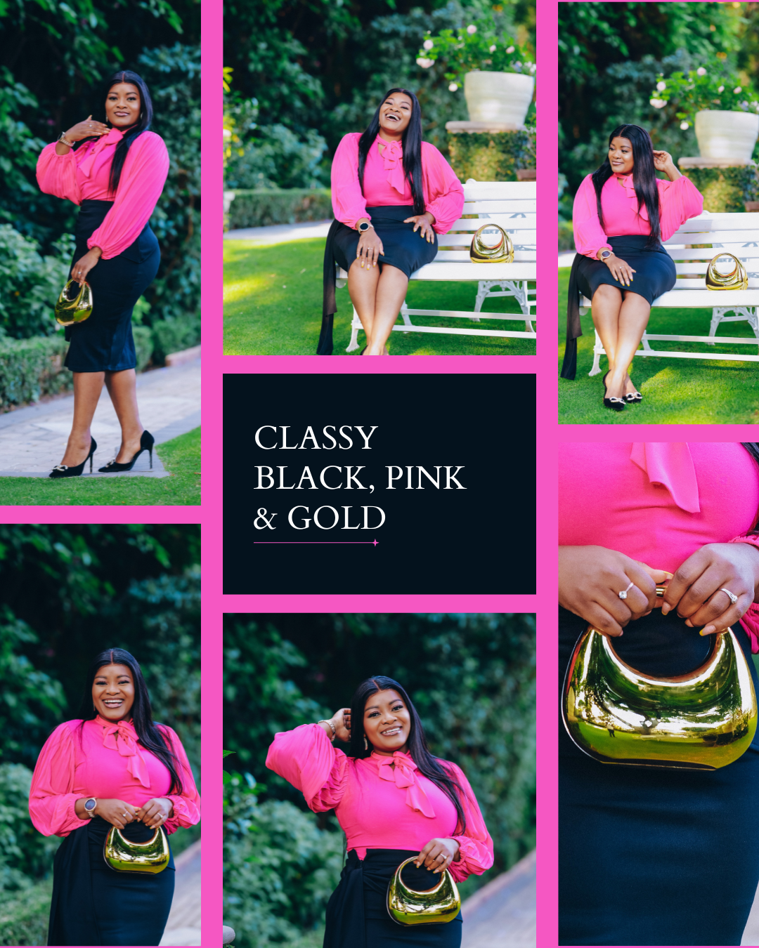 glassy black, PINK and GOLD
